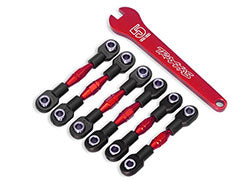 Turnbuckles, aluminum (red-anodized), camber links, 32mm (front) (2)/ camber links, 28mm (rear) (2)/ toe links, 34mm (2)/ aluminum wrench 8341R