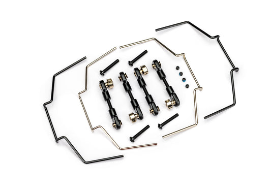 Sway bar kit for Traxxas JATO 4X4 including front and rear sway bars with installation hardware, laid out on a white background.