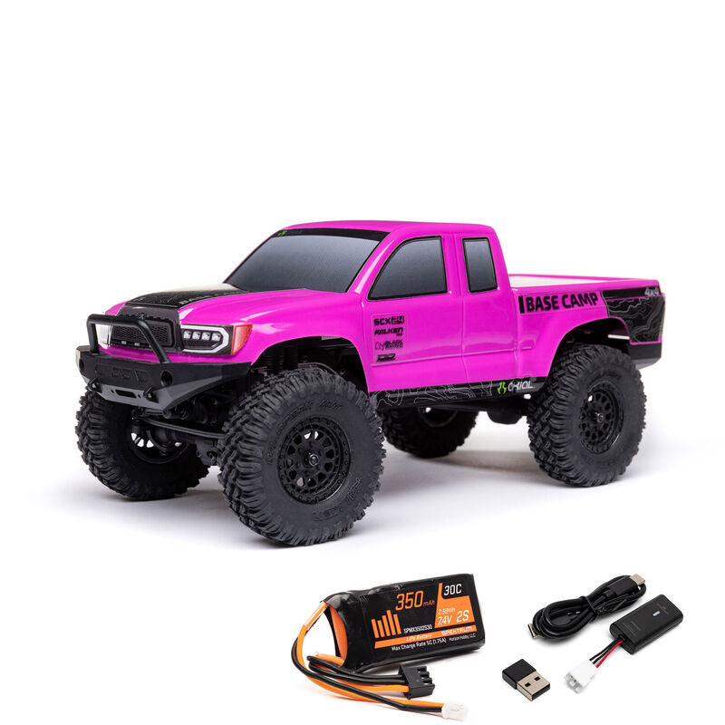 1/24 SCX24 Pink Base Camp 4WD Rock Crawler Brushed RTR with Battery & Charger AXI-1219