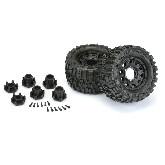 PROLINE 1/10 Trencher F/R 2.8" MT Tires Mounted 12mm/14mm Black Raid (2) PRO117010