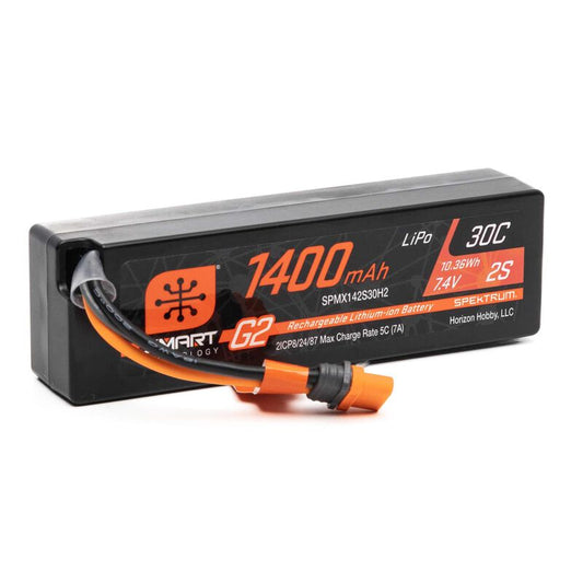 Spektrum RC 7.4V 1400mAh 2S 30C Smart G2 LiPo Battery: IC2 SPMX142S30H2