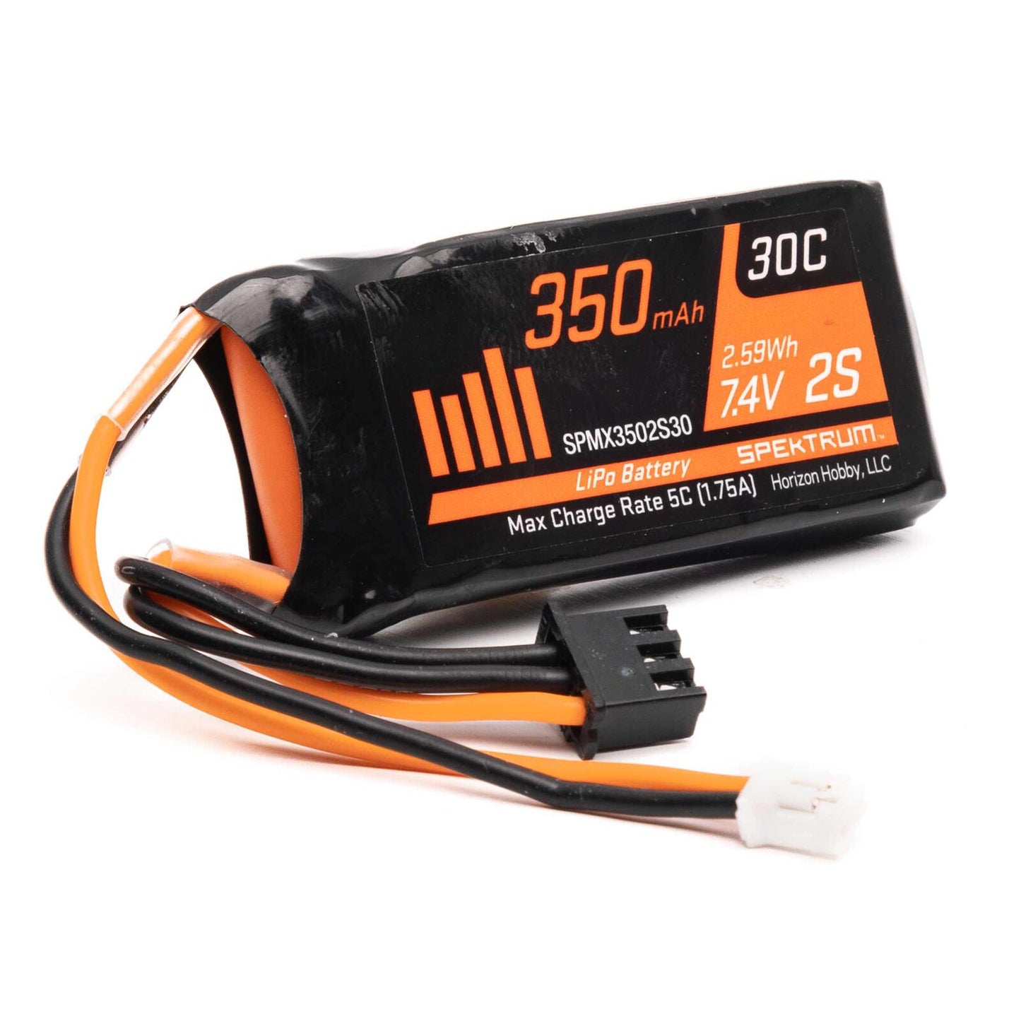 7.4V 350mAh 2S LiPo Battery: SCX24 PH 2.0 SPMX3502S30