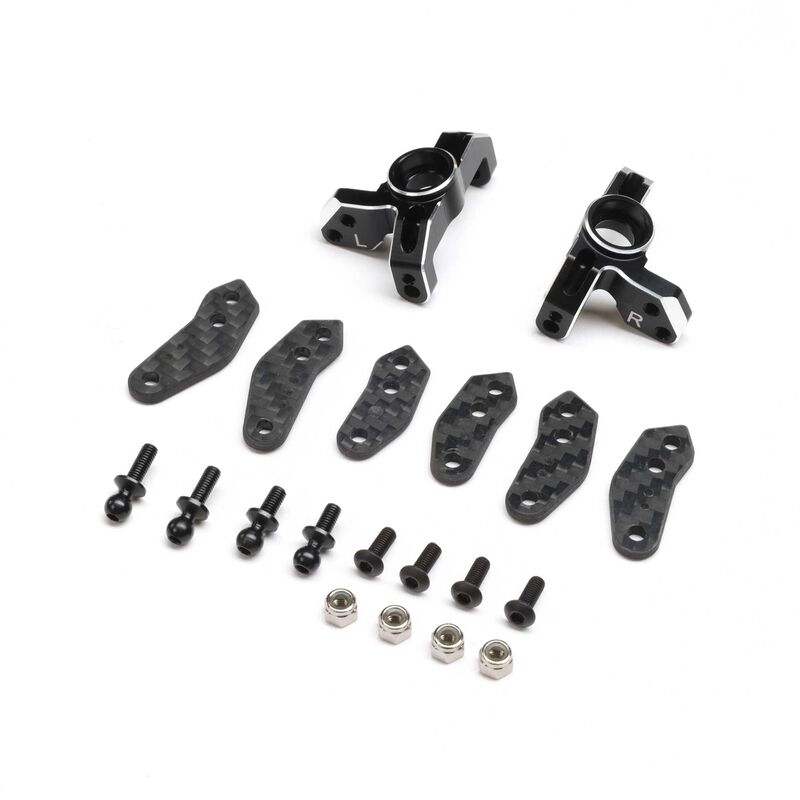 Team Losi Racing 22S Sprint Aluminum Spindle Set (Black) w/Carbon Fiber Spindle Arms TLR-1062