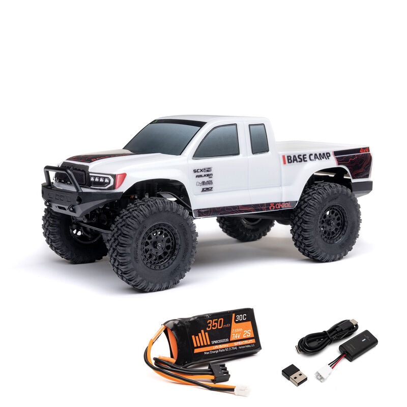 1/24 SCX24 White Base Camp 4WD Rock Crawler Brushed RTR with Battery & Charger AXI-1219