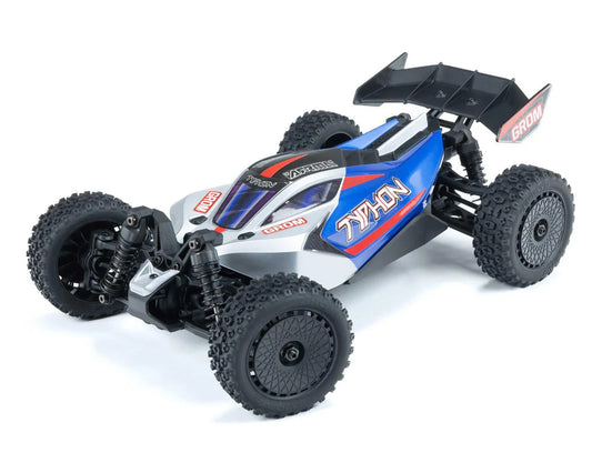 Arrma Typhon Grom MEGA 4WD 380 Brushed 1/18 Buggy RTR (Blue/Silver) w/SLT2 2.4GHz Radio, Battery & Charger ARA2106