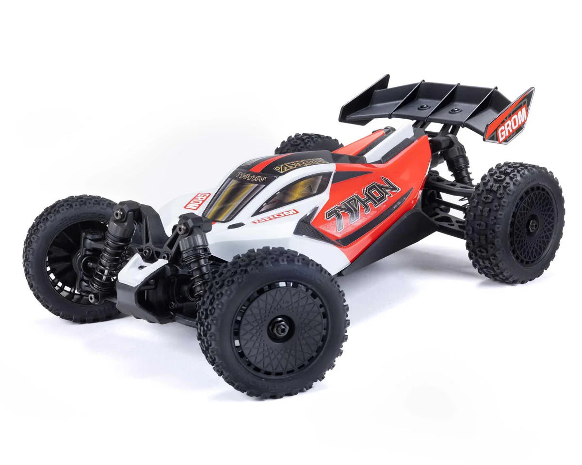 TYPHON GROM MEGA 380 Brushed 4X4 Small Scale Buggy RTR with Battery & Charger, Red/White ARA2106