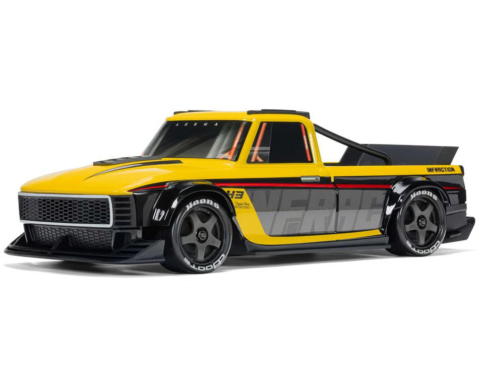 Arrma Infraction Grom 3S BLX 1/12 4WD RTR Brushless Street Bash Truck (Yellow/Black) ARA2315ST2