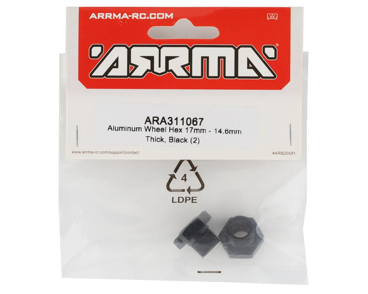 Arrma Typhon 6S BLX, 17mm Aluminum Wheel Hex (Black) (2) ARA311067