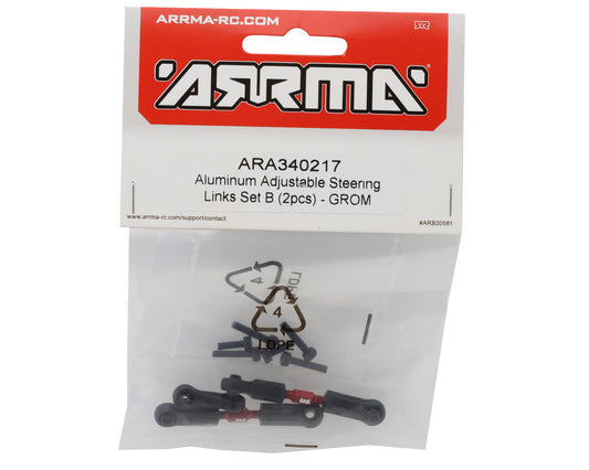 Arrma Mojave Grom Aluminum Adjustable Steering Link (Set B) (Red) (2) ARA340217