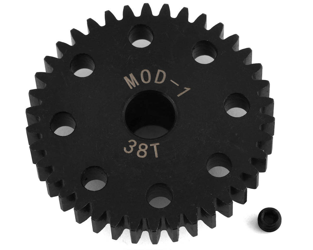 Black gear with 'MOD-1' and '38T' markings on a white background