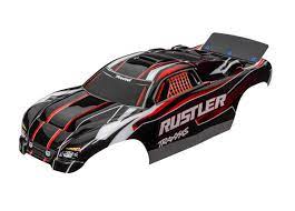 TRAXXAS Body, Rustler® (also fits Rustler® VXL), red & black 3750