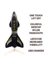 Spinner Missile XL Electric Free-Flight Rocket with Parachute and LEDs, BLACK RGR4150B