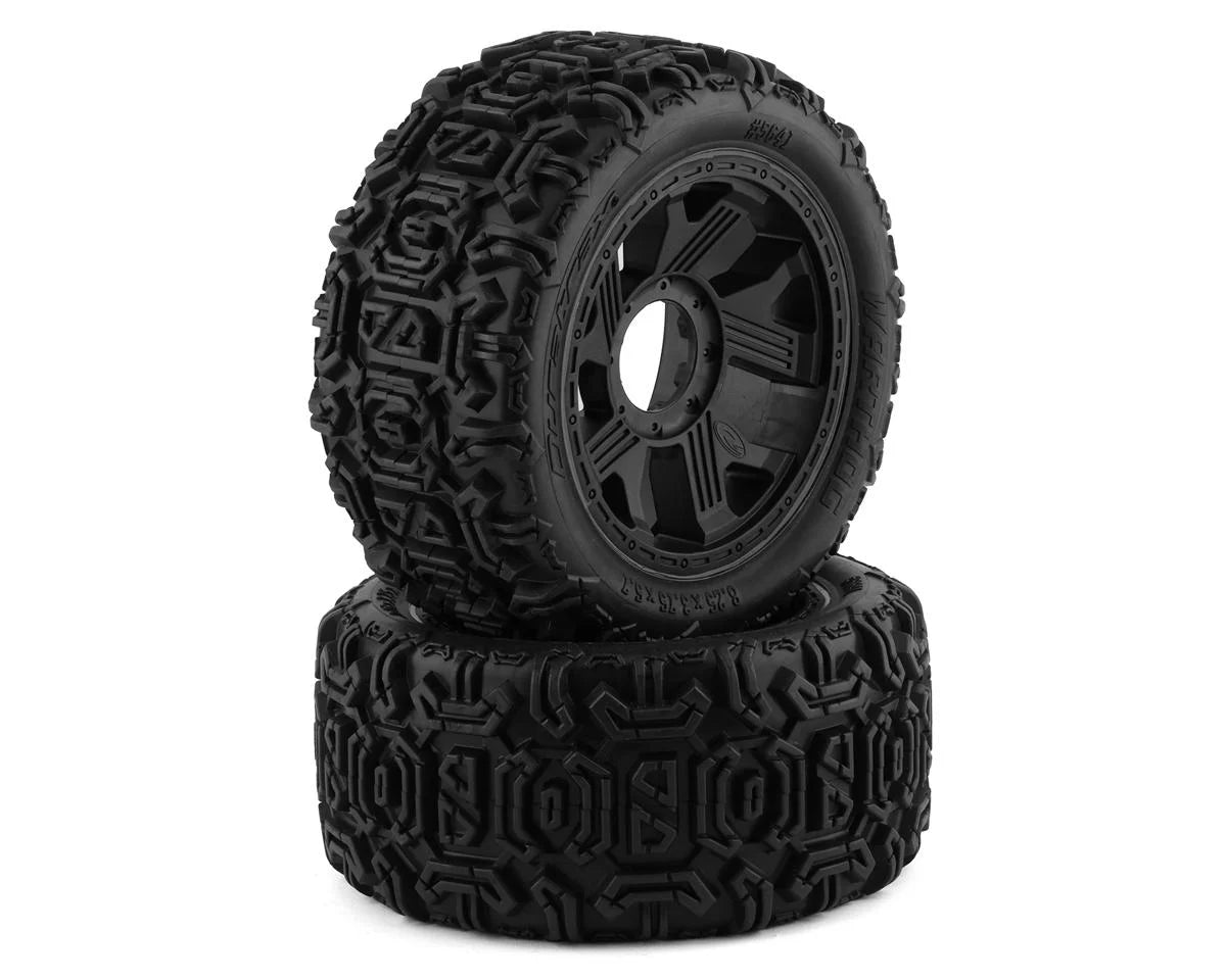 DuraTrax Warthog 5.7" Pre-Mounted Tire (Black) (2) w/24mm Hex 8S (KRATON/X-MAXX)  DTX564110