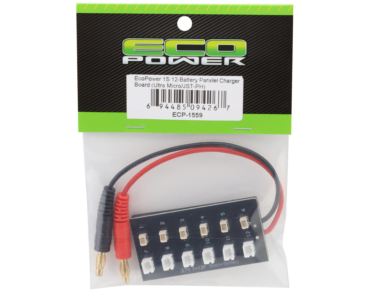EcoPower 1S 12-Battery Parallel Charger Board (Ultra Micro Molex/PH 2.0) ECP-1559