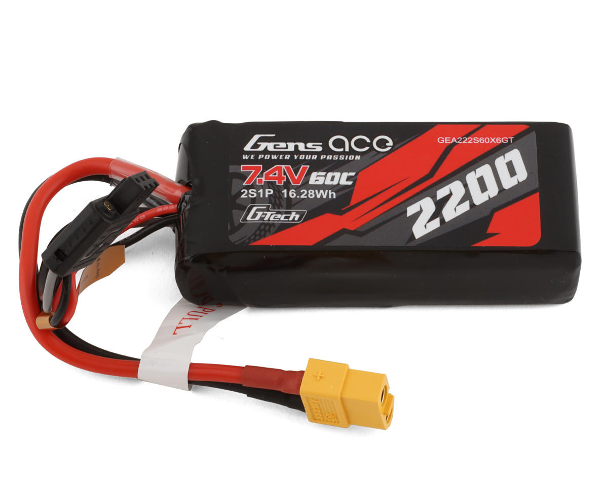 Gens Ace 2S G-Tech Smart LiPo Battery 60C (7.4V/2200mAh) w/XT-60 Connector GEA222S60X6GT