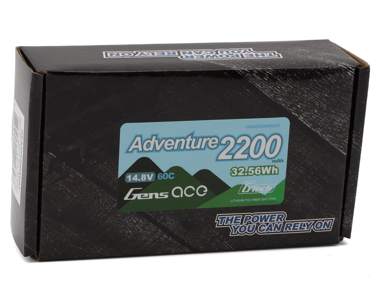 Gens Ace 4S 60C G-Tech Adventure LiPo Battery (14.8V/2200mAh) w/XT60 Connector GEA224S60X6GT
