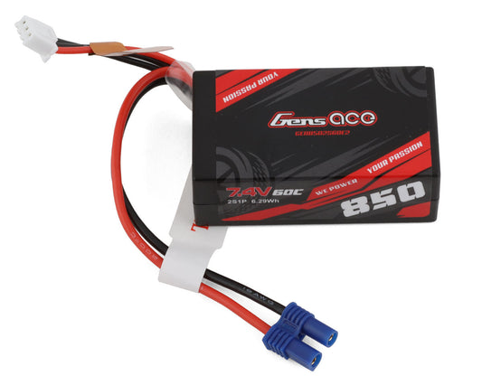 Gens Ace 2S LiPo Battery 60C (7.4V/850mAh) w/EC2 Connector (Losi Mini-B) GEA8502S60E2