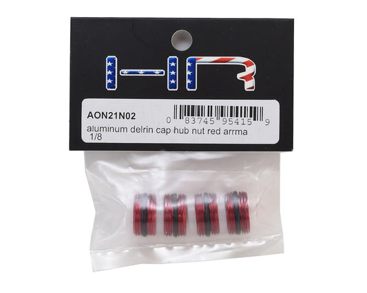 Hot Racing Arrma 1/8 Aluminum Delrin Cap Hub Nut (Red) AON21N02