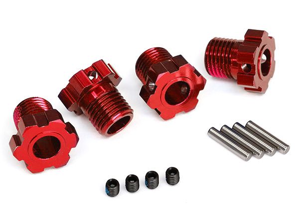 TRAXXAS Wheel hubs, splined, 17mm ( RED anodized) (4)/ 4x5 GS (4), 3x14mm pin (4) 8654R