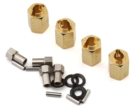 Injora Redcat Ascent-18 Brass Wheel Hex Adapters (Gold) (4) (3g ea) (10mm Offset) INJ4M-02-10