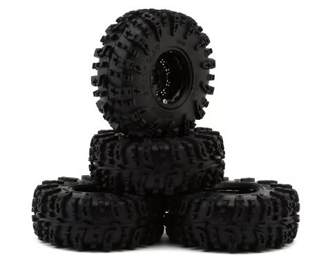 Injora 1.3" Deep Dish Aluminum Micro Crawler Beadlock Wheels w/Swamp Claw Tires (S5) (Black) (4) INJYQW-1305BK-1319
