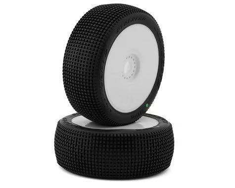 JConcepts Stalkers 1/8 Pre-Mounted Buggy Tire (White) (Green) JCO3175-12