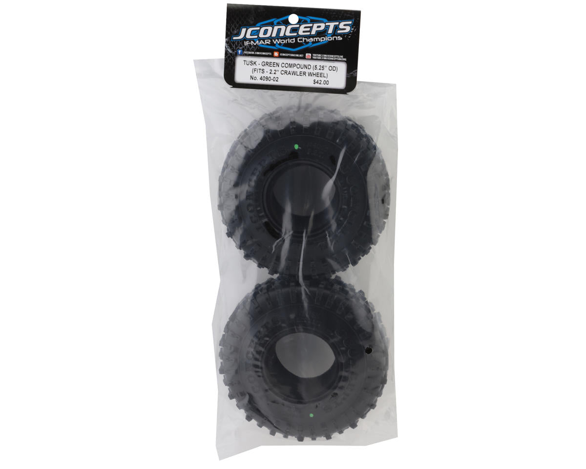 JConcepts Tusk 2.2" All Terrain Rock Crawler Tires (2) (Green) (Class 3 - 5.25") JCO4090-02