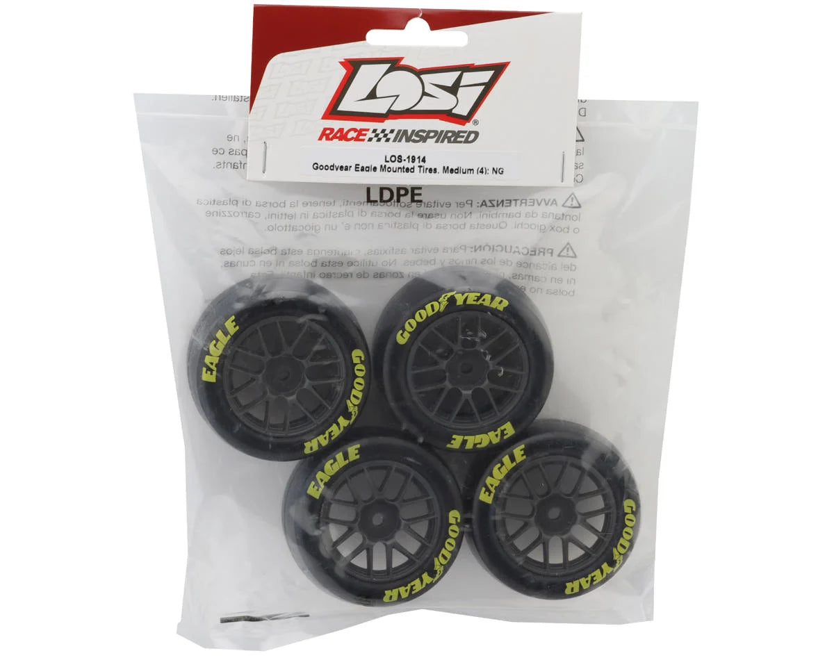 Losi NASCAR® Goodyear Eagle Pre-Mounted Tires (4) (Medium) LOS-1914
