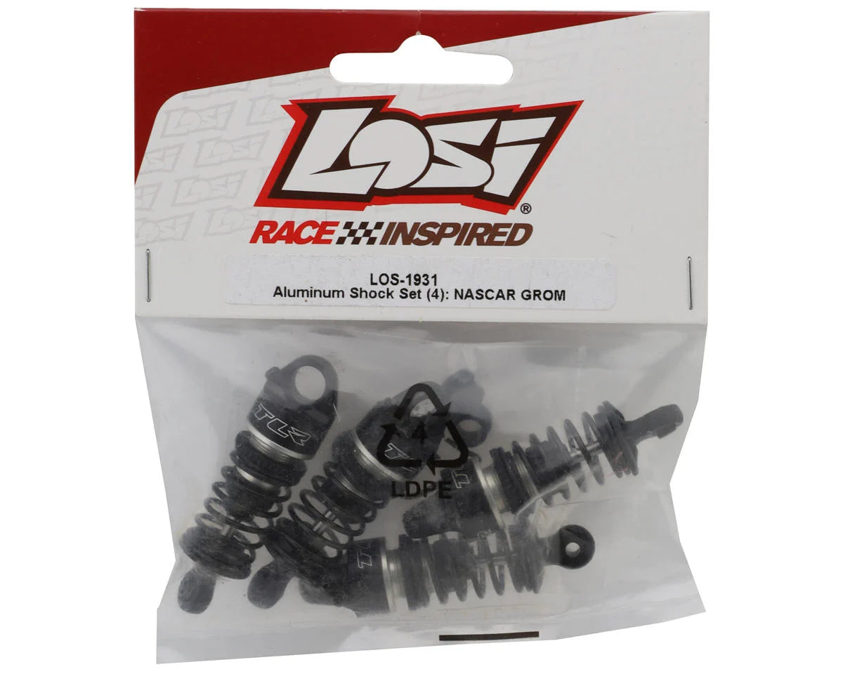 Losi NASCAR® Pre-Assembled Oil-Filled Aluminum Threaded Shock Set (Black) (4) LOS-1931