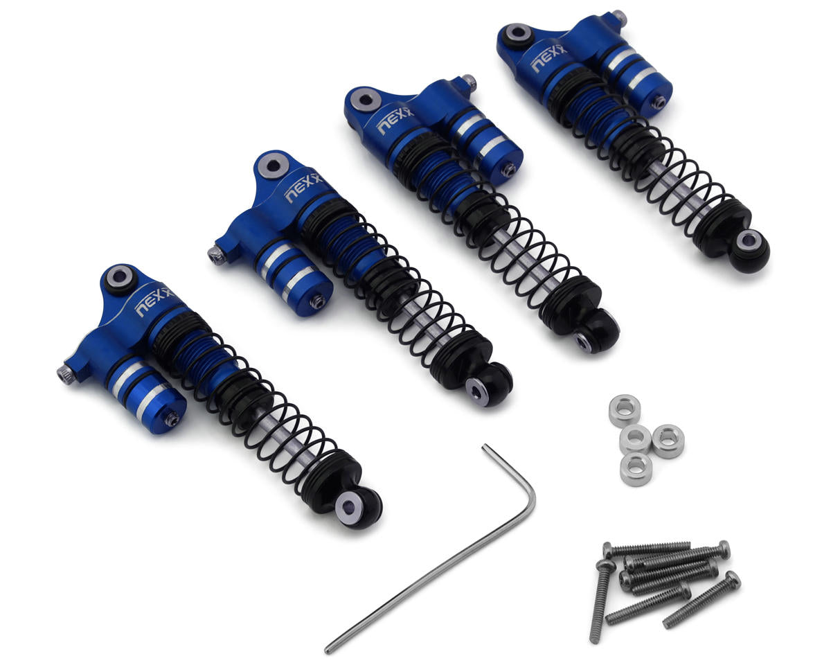 NEXX Racing SCX24 45mm Aluminum Oil-Filled Threaded Reservoir Shocks (Blue) (4)  NX-425-BL