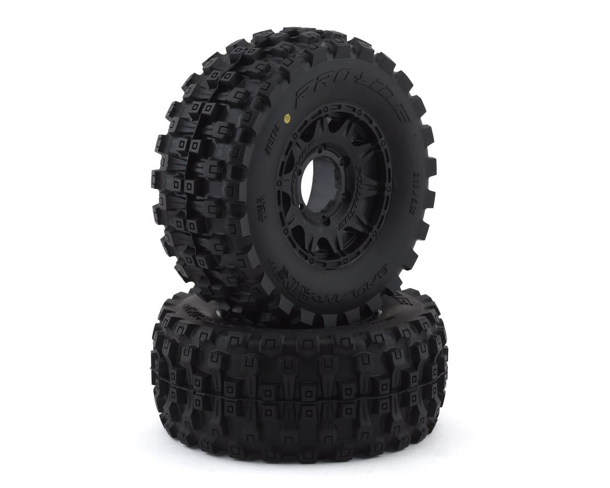 Pro-Line Badlands MX28 Belted 2.8" Pre-Mounted Truck Tires (2) (Black) (M2)  PRO1017410 w/Raid 6x30 Removable Hex Wheels PRO1017410