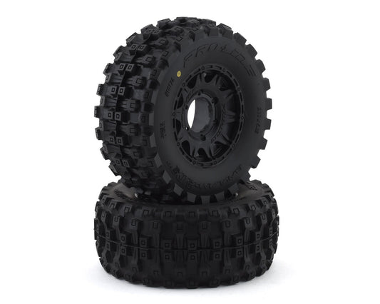 Pro-Line Badlands MX28 Belted 2.8" Pre-Mounted Truck Tires (2) (Black) (M2)  PRO1017410 w/Raid 6x30 Removable Hex Wheels PRO1017410