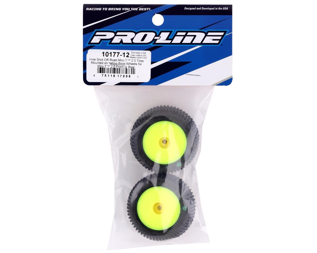 Pro-Line Mini-T 2.0 Hole Shot Pre-Mounted Tires (Yellow) (2) PRO10177-12