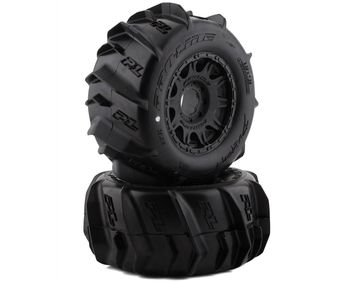 Pro-Line Dumont 3.8" Pre-Mounted Truck Tires (2) (Black) (Z3) w/Raid 8x32 Removable Hex Wheels  PRO1019210