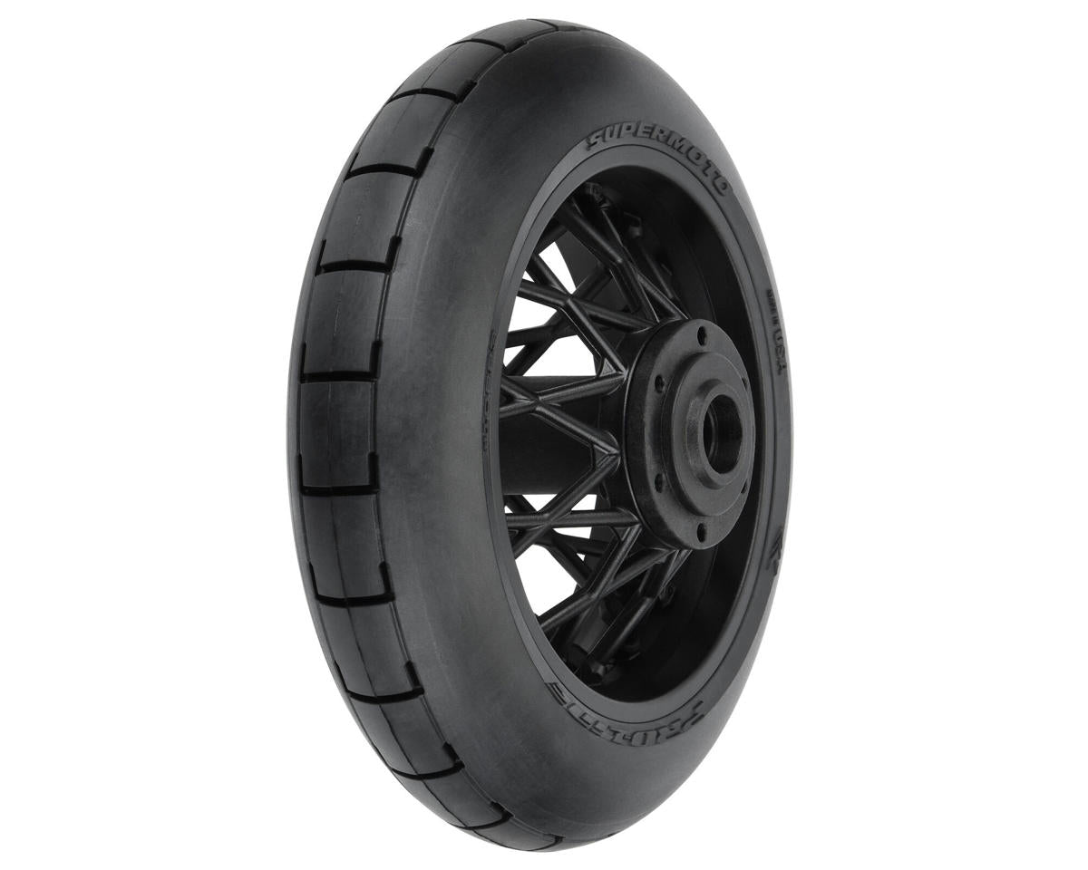 Pro-Line 1/4 Supermoto Motorcycle Rear Tire Pre-Mounted (Black) (1) (S3) PRO1022310