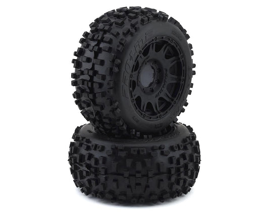 Pro-Line Badlands 3.8" Pre-Mounted Truck Tires (2) (Black) w/Raid Wheels (M2) PRO117810