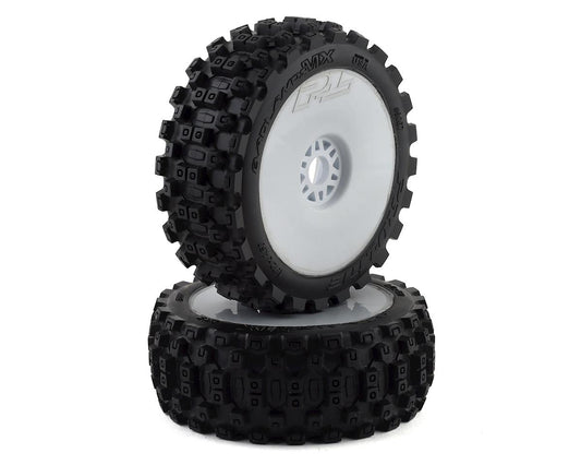 Pro-Line Badlands MX Pre-Mounted 1/8 Buggy Tires (White) (2) (M2) w/Velocity V2 Wheel PRO906731