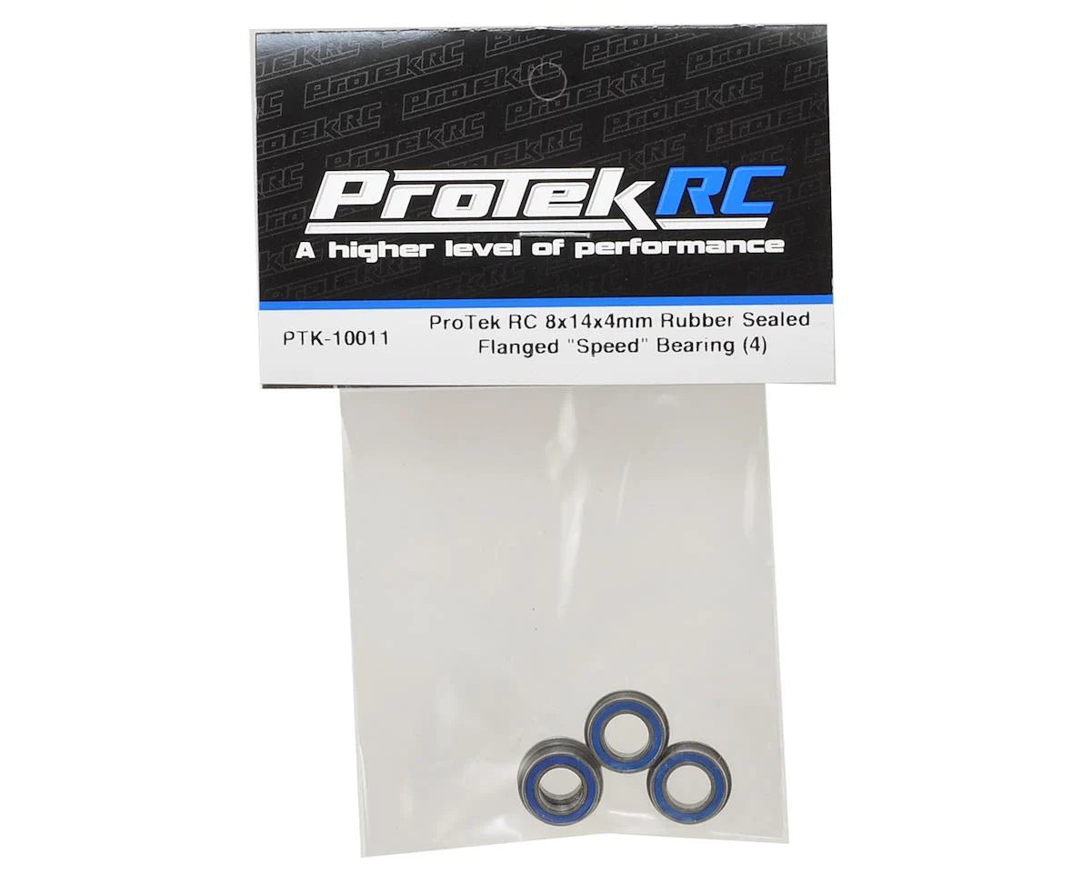 ProTek RC 8x14x4mm Rubber Sealed Flanged "Speed" Bearing (4) PTK-10011
