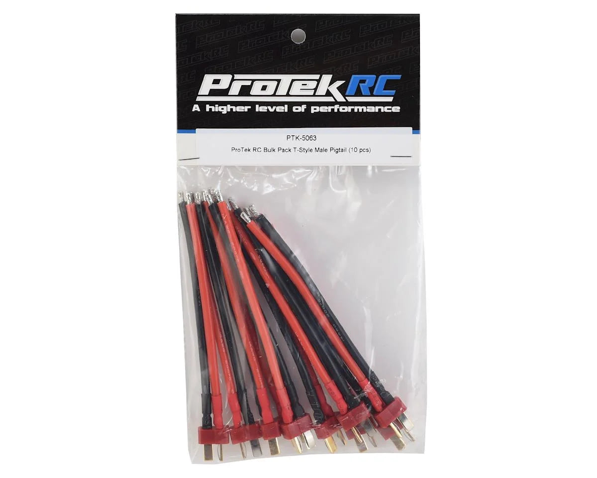ProTek RC Bulk Pack T-Style Male Pigtail (10) (14awg) PTK-5063