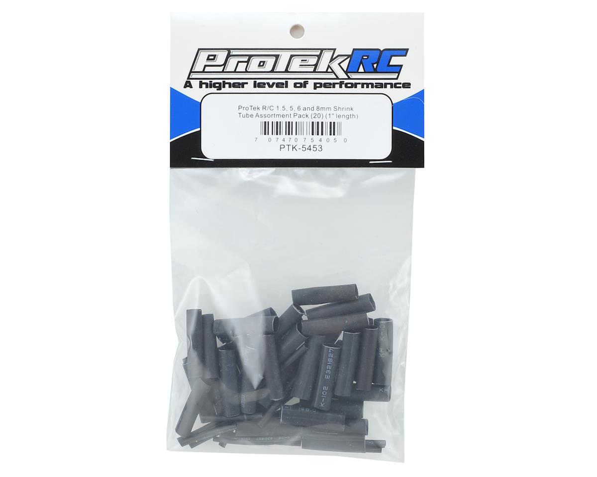 ProTek RC 1.5, 5, 6 & 8mm Shrink Tubing Assortment Pack (Black) (20) (1" Length) PTK-5453