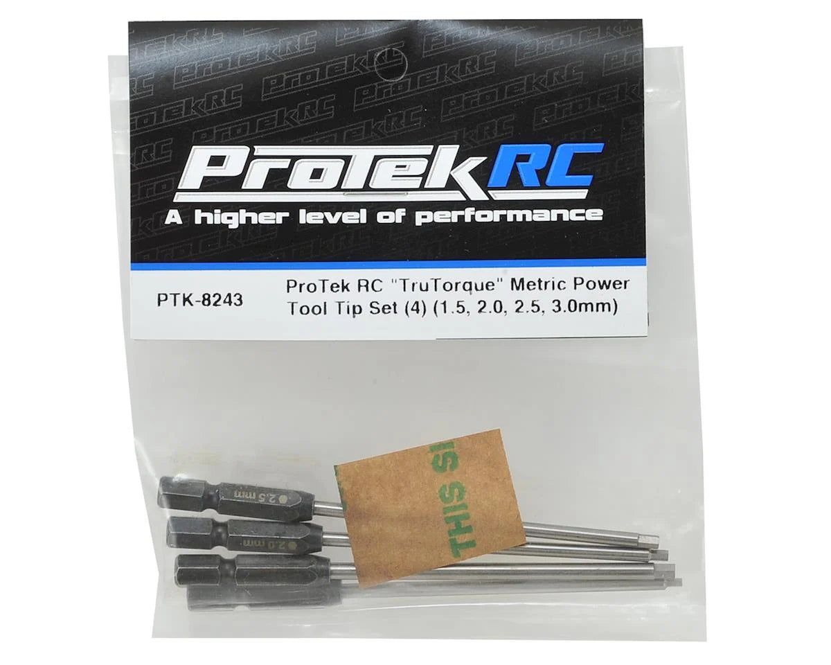 ProTek RC "TruTorque" Metric 1/4" Power Drill Tip Set (4) (1.5, 2.0, 2.5, 3.0mm) PTK-8243