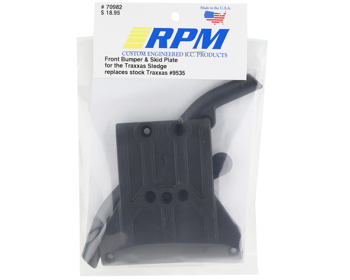 RPM Traxxas Sledge Front Bumper & Skid Plate (Black) 70982