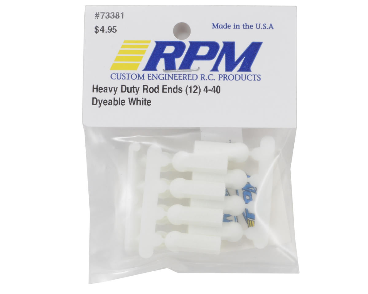 RPM Heavy Duty 4-40 Rod Ends  WHITE (12) RPM73381