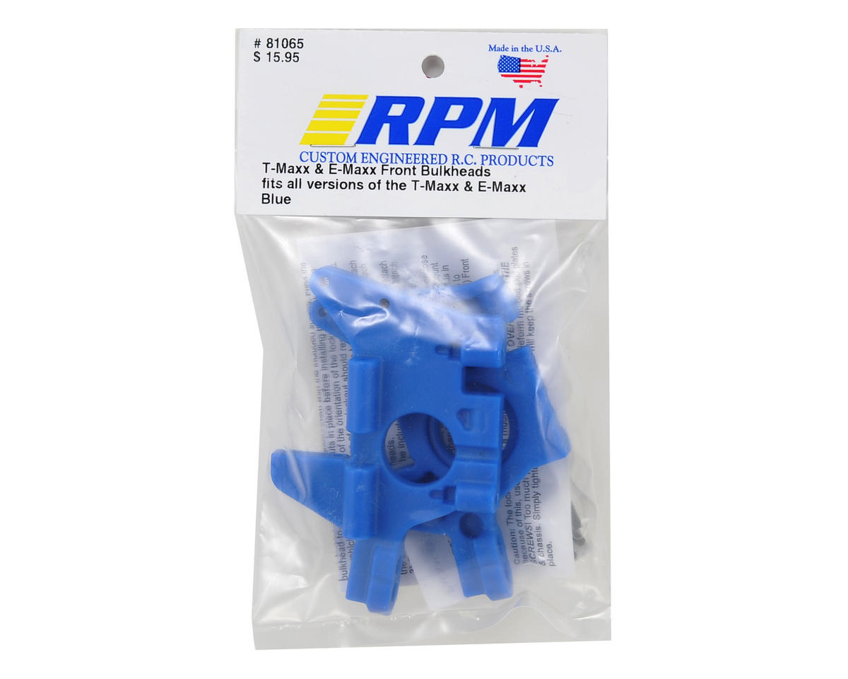 RPM Traxxas T-Maxx/E-Maxx Front Bulkhead Set (Blue) 81065