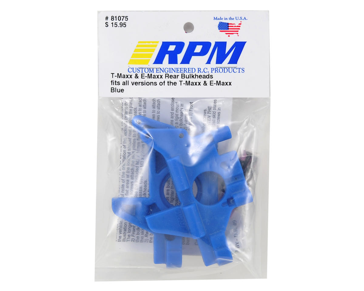 RPM Traxxas E-Maxx/T-Maxx Rear Bulkhead Set (Blue) 81075