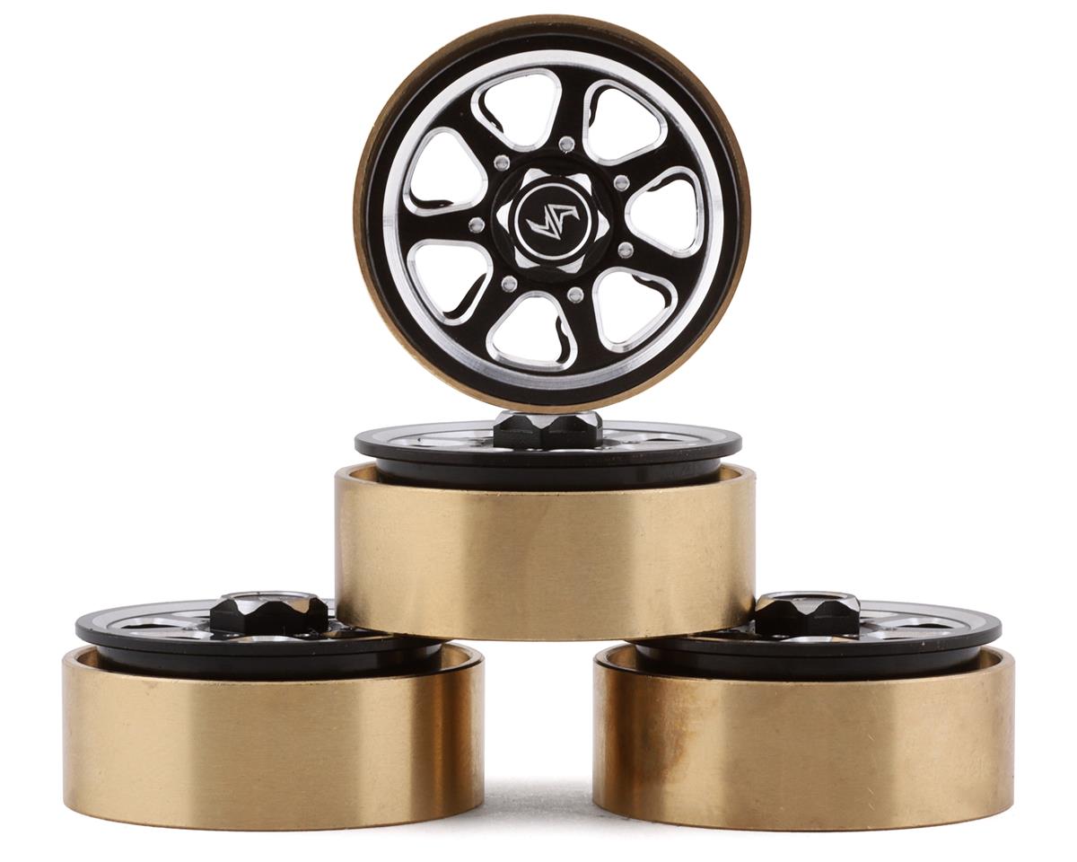 Samix SCX24 Aluminum & Brass 1.0" Beadlock Wheel Set w/Scale Hubs (Black) (4) (20.5g) SAMSCX24-6669C2