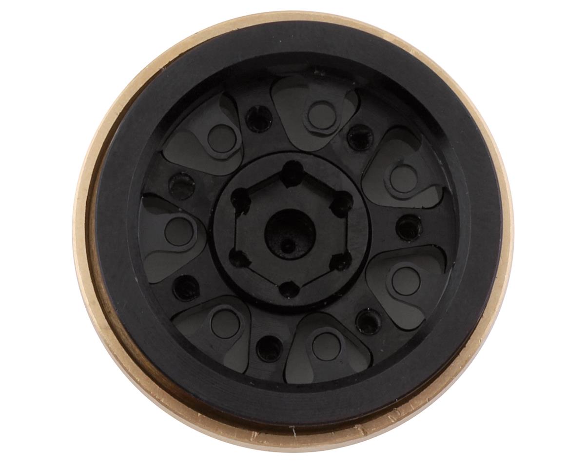 Samix SCX24 Aluminum & Brass 1.0" Beadlock Wheel Set w/Scale Hubs (Black) (4) (20.5g) SAMSCX24-6669C2