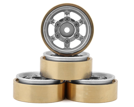 Samix SCX24 Aluminum & Brass Adjustable Offset 1.0" Beadlock Wheels (Silver) (4) (23.75g) SAMSCX24-6670-S