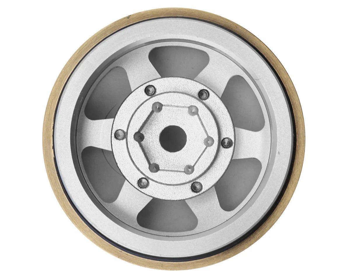 Samix SCX24 Aluminum & Brass Adjustable Offset 1.0" Beadlock Wheels (Silver) (4) (23.75g) SAMSCX24-6670-S