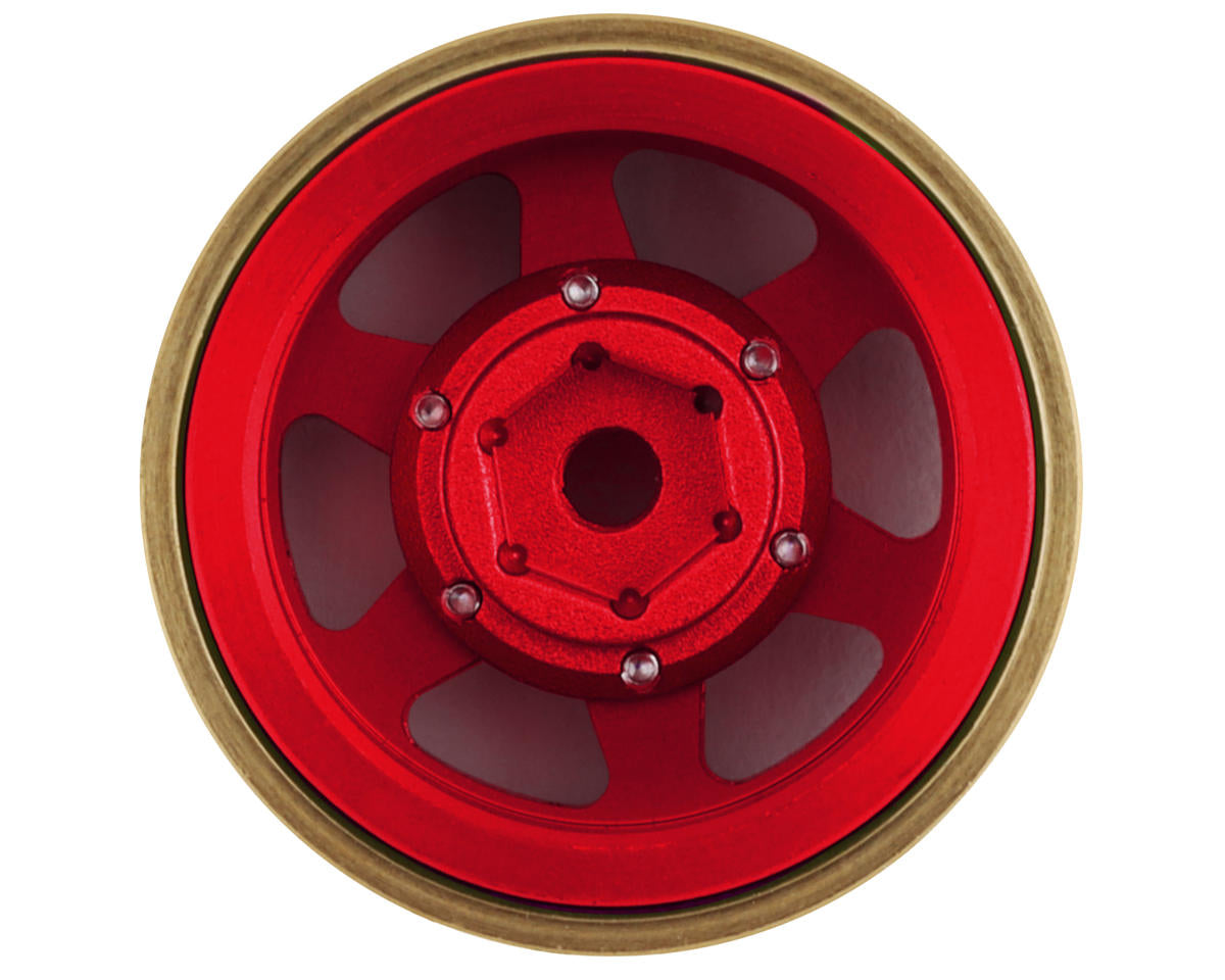 Samix SCX24 Aluminum & Brass Adjustable Offset 1.0" Beadlock Wheels Red) (4) (23.75g) SAMSCX24-6670RDBK